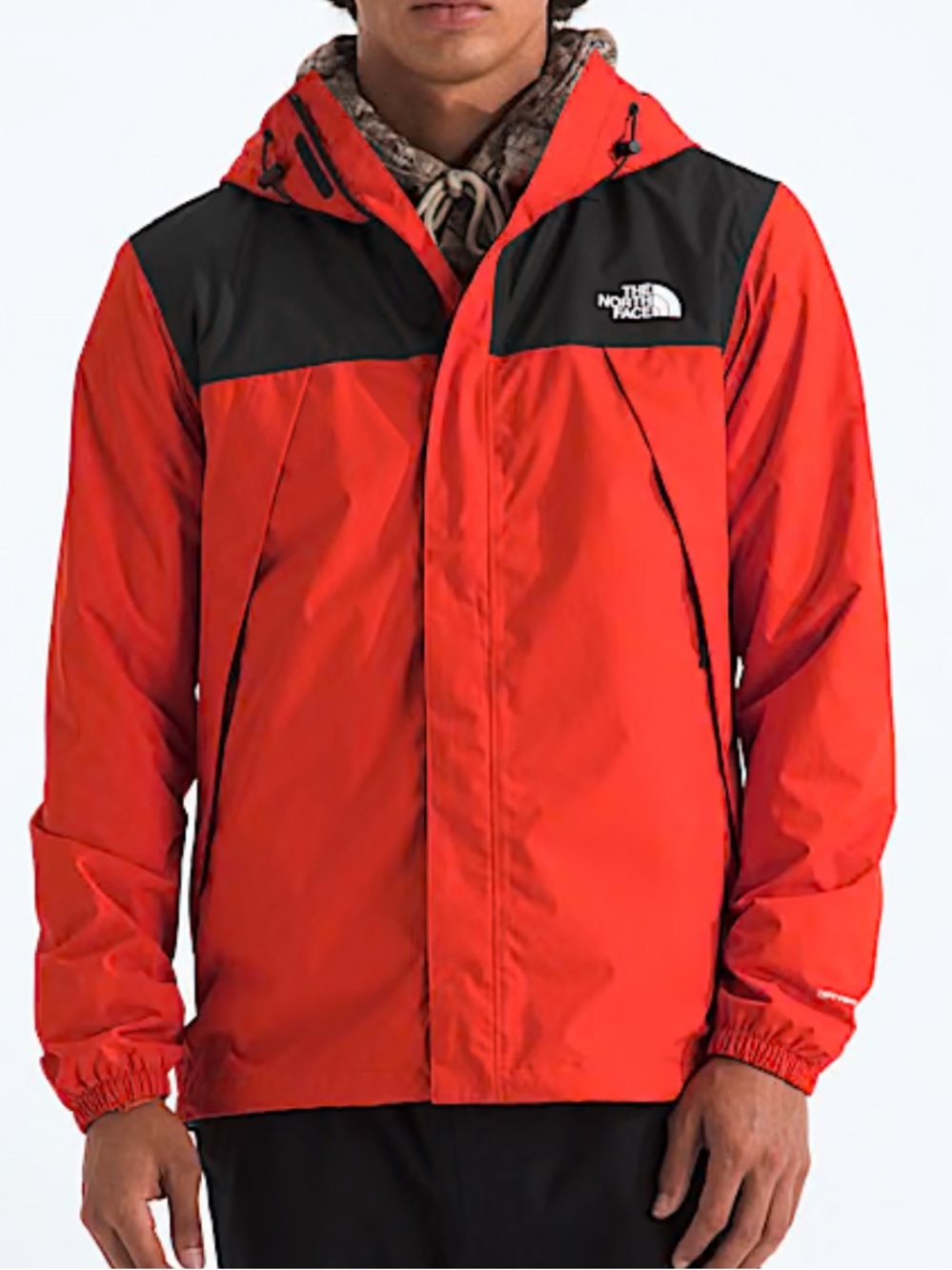 The North Face Men's Red and Black Hooded Rain Jacket